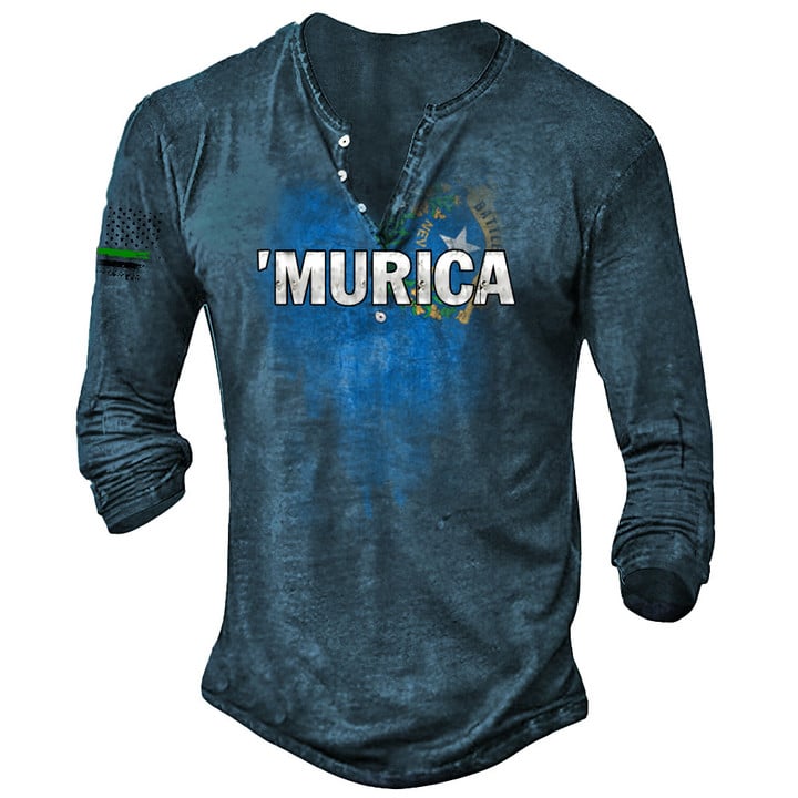 Nevada Long Sleevee Shirt 'Murica American Flag Shirt Thin Green Line Flag Shirt