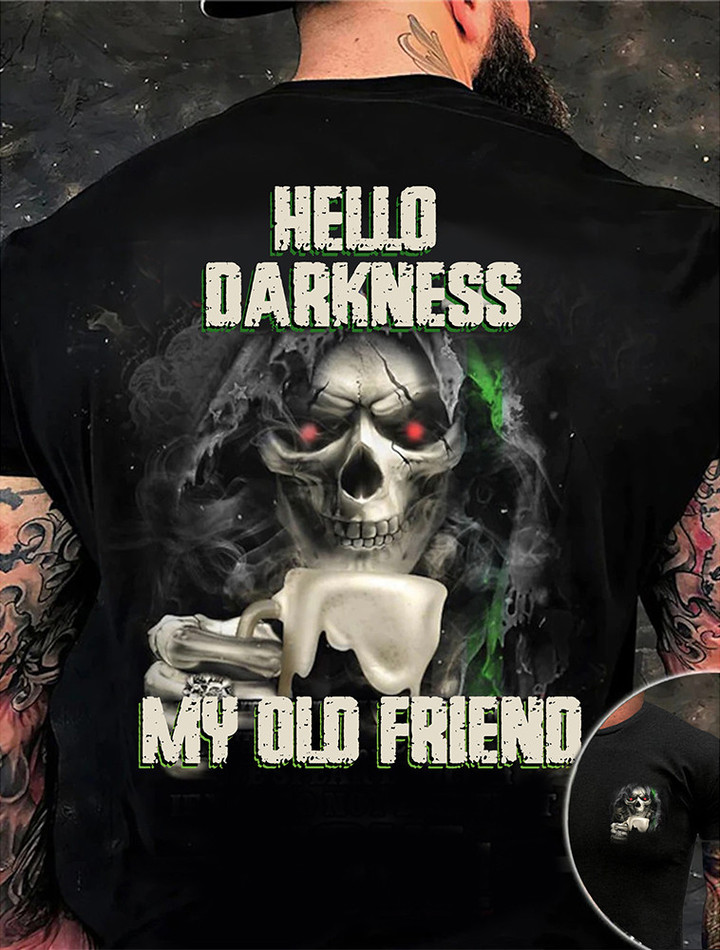 Thin Green Line Skull Hello Darkness My Old Friend Shirt Military Soldier Veteran gifts