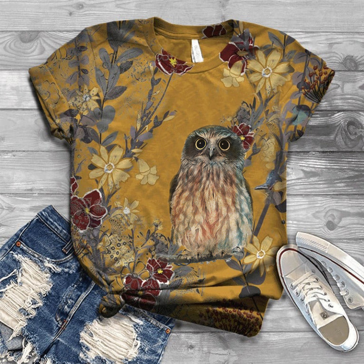 Summer Owl Shirt Cool Design Animal Tee Shirt Women Gifts For Owl Lovers