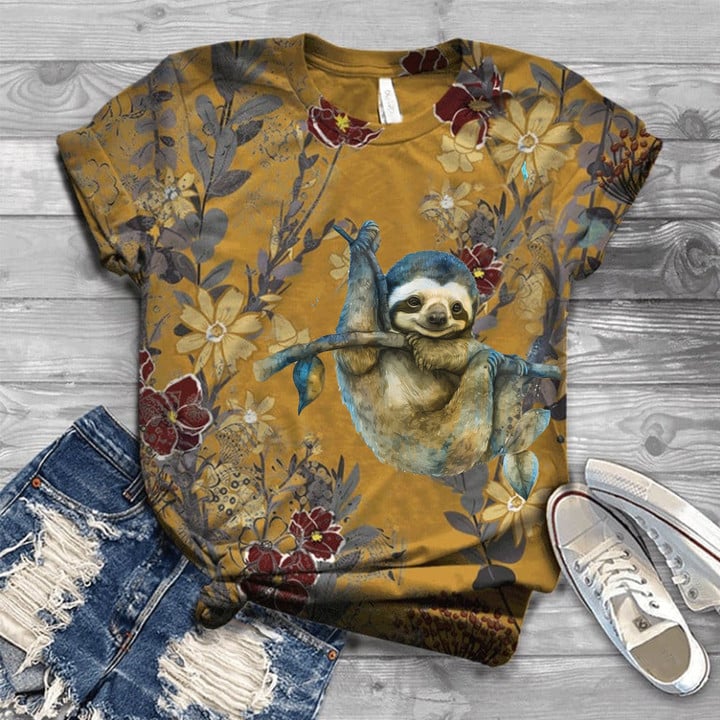 Summer Sloth Shirt Sloth Lovers Cute Design T-Shirt Gifts For Girlfriend