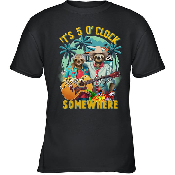 Sloth It's 5 O'Clock Somewhere Shirt Hawaiian Theme Sloth T-Shirt Gifts For Him Her