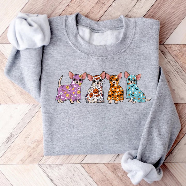 Chihuahua With Halloween Costume Sweatshirt Cute Halloween Shirt Gifts For Dog Owners