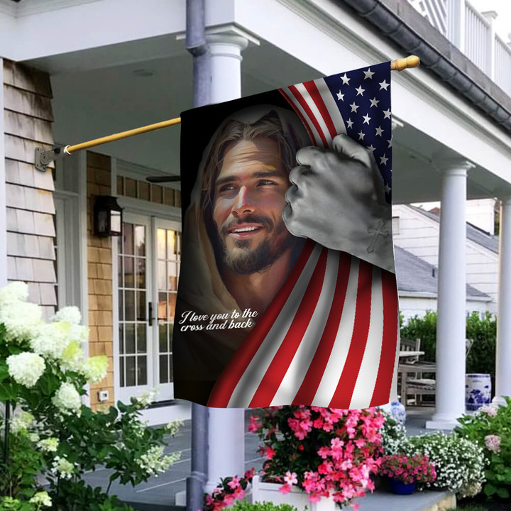 Jesus Smiling I Love You From Cross And Back American Flag Faith Christian Decor Gifts