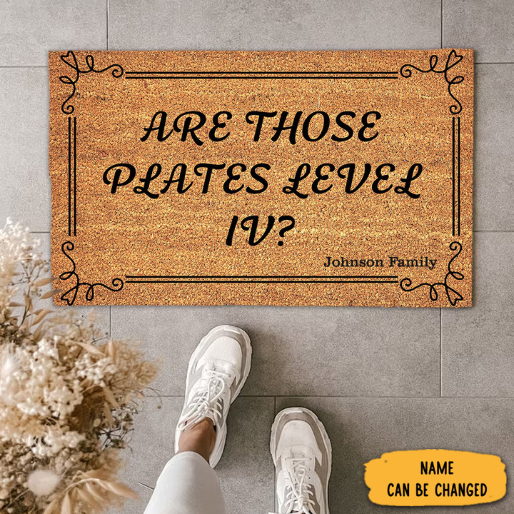 Personalized I Hope Those Are Level Iv Plates Doormat Funny Custom Door Mats Gift Ideas