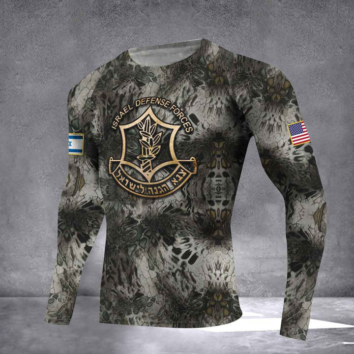 Israel Defense Forces Rash Guard United States Stands With Israel Long Sleeve Israeli Clothing