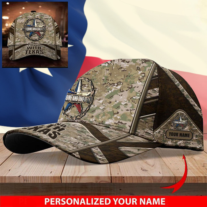 Custom I Stand With Texas Camo Hat Come And Take It Barbed Wire Hat Support Texas Merchandise