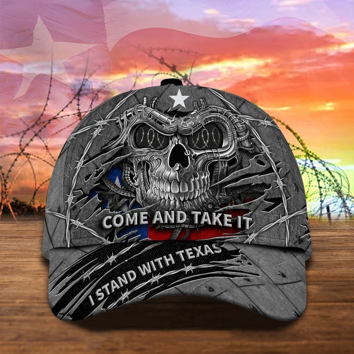 I Stand With Texas Hat Skull Come And Take It Hat Texas Barbed Wire Cap For Supporters