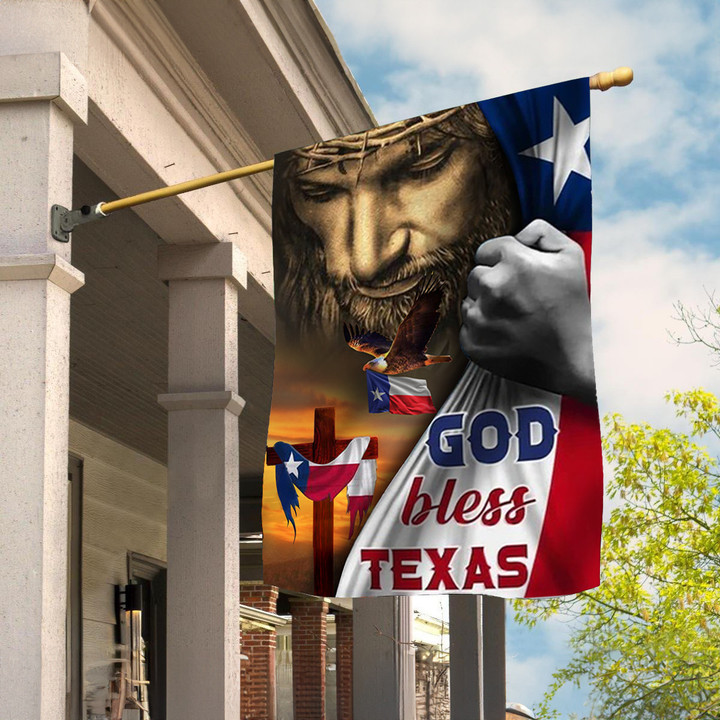 Eagle Jesus God Blessed Texas Flag Faith Christian Patriotic Texan Decorations Gifts