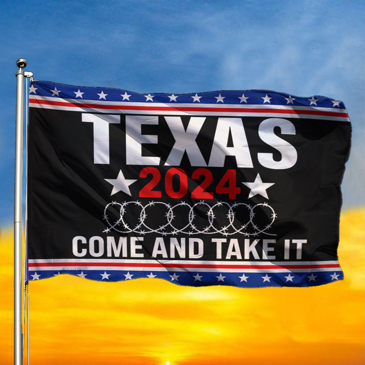 Texas 2024 Come And Take It Razor Wire Flag Support For Texas Flag