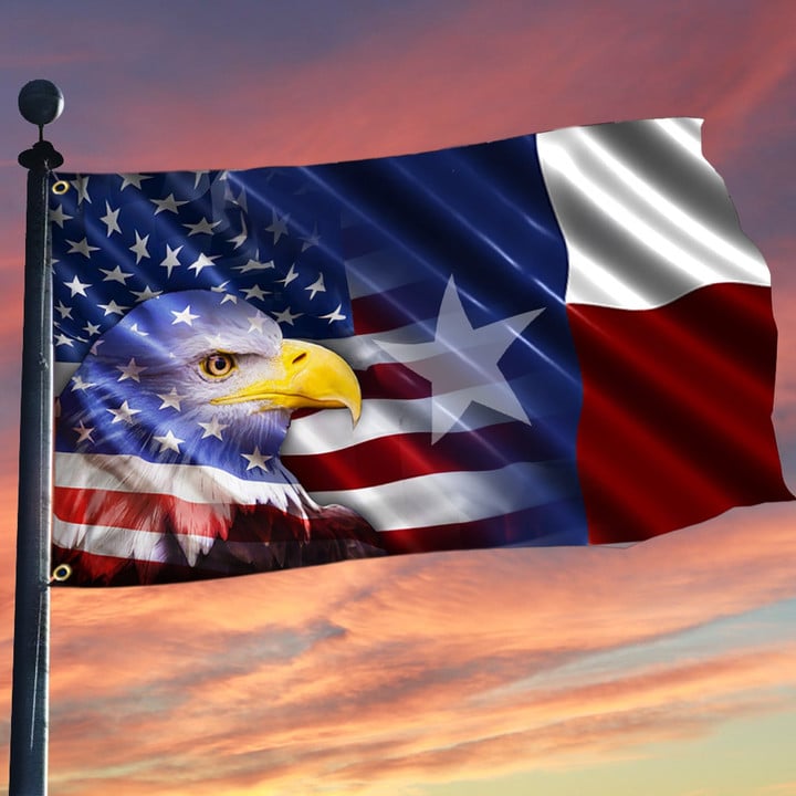 Eagle Texas And American Flag Proud Texas Patriotic Flag Indoor Outdoor Decor