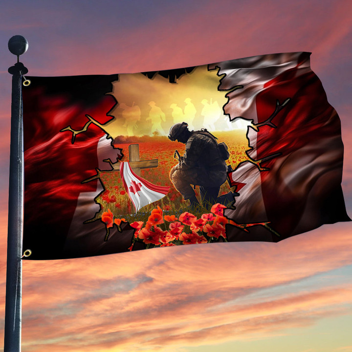 Veterans Red Poppy Canada Flag Remembrance Day Veteran Flag Patriotic Decor Outdoor