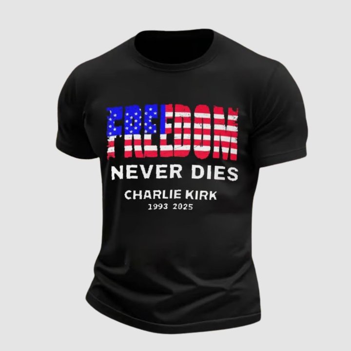 Charlie Kirk Freedom Never Dies T-Shirt Pray For America Charlie Kirk Best Proud Merch Gifts