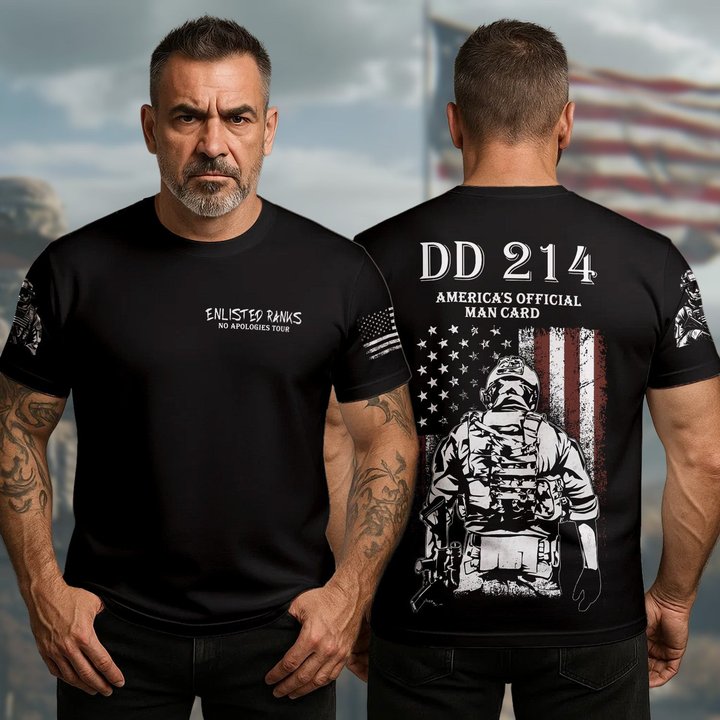 US DD-214 250Th Anniversary T-Shirt America's Official Man Card Enlisted Ranks Veteran Merch