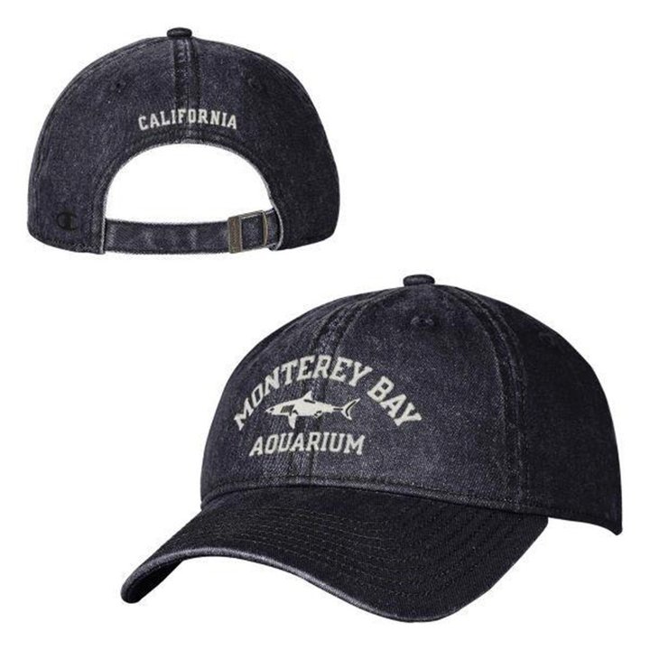 California Monterey Aquarium Merch Hat Vintage Black California Shark Logo Baseball Cap