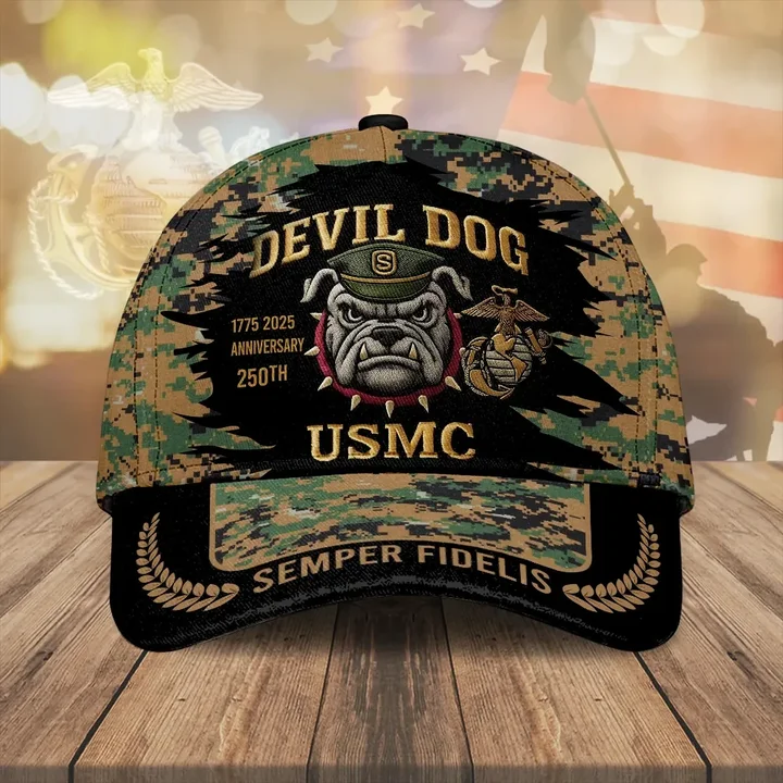 Devil Dog USMC Veteran 250th Birthday 1775 2025 Hat Semper Fidelis Hat ...