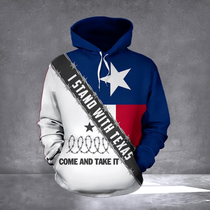 I Stand With Texas Hoodie Come And Take It Razor Wire Hoodie Texas Flag Hooded Sweatshirt