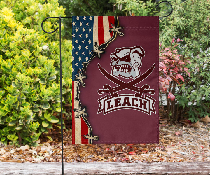 Leach Pirate Bulldog Flag And American Flag Mike Leach Pirate Merch