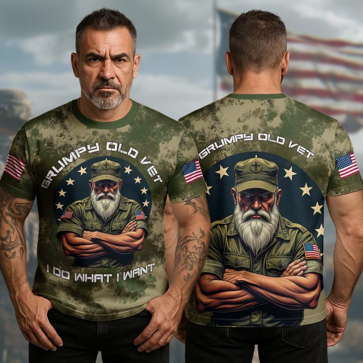 US Army Veteran T-Shirt Grumpy Old Vet I Do What I Want Military Appreciation Merch