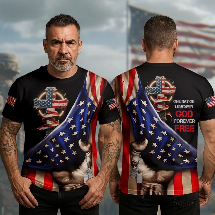 US Veteran T-Shirt It�s That One Nation Under God Forever Free Proudly Served Veteran Apparel