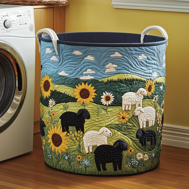 Adorable Sheep Quilted Laundry Basket Everyday Merch Choice