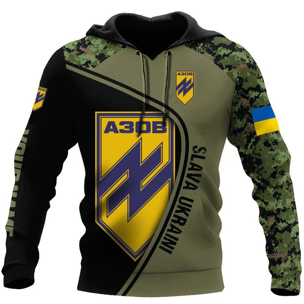 Personalized A3OB Slava Ukraini Camo Hoodie Support Ukraine Military C ...