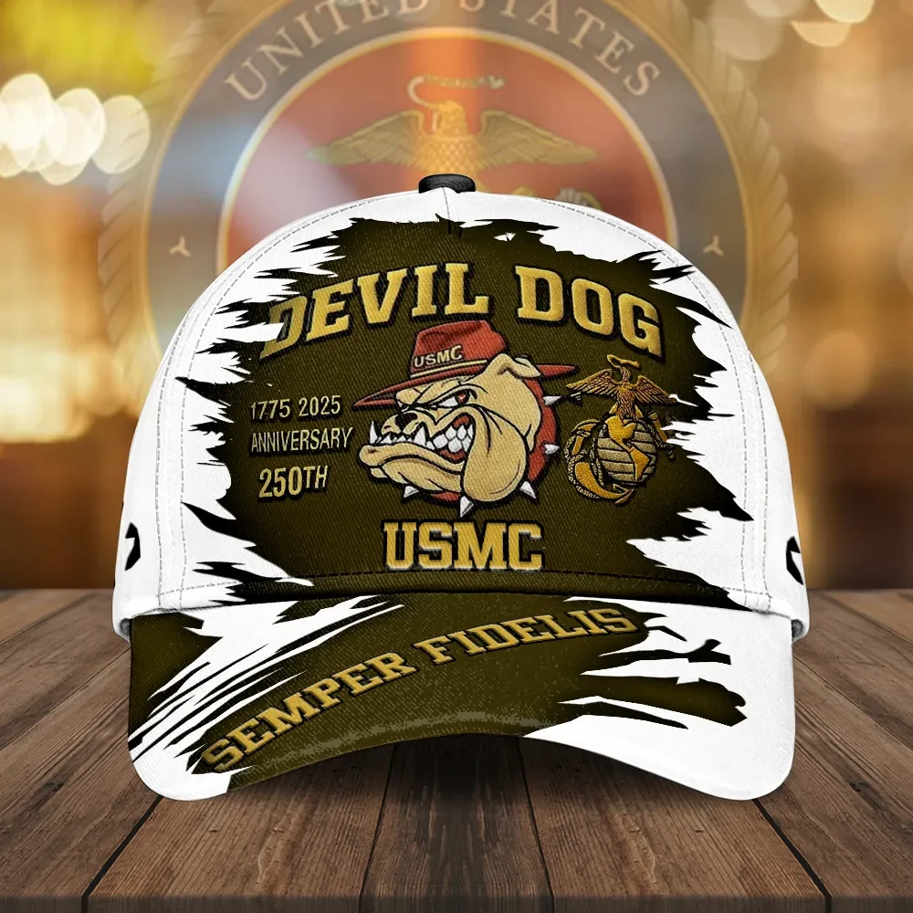 Devil Dog USMC Veteran 250Th Anniversary 1775 2025 Hat Semper Fidelis ...
