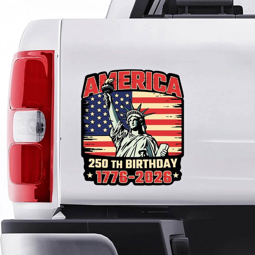 America 250th Birthday 1776 2026 Car Window Decal Sticker Statue Of ...