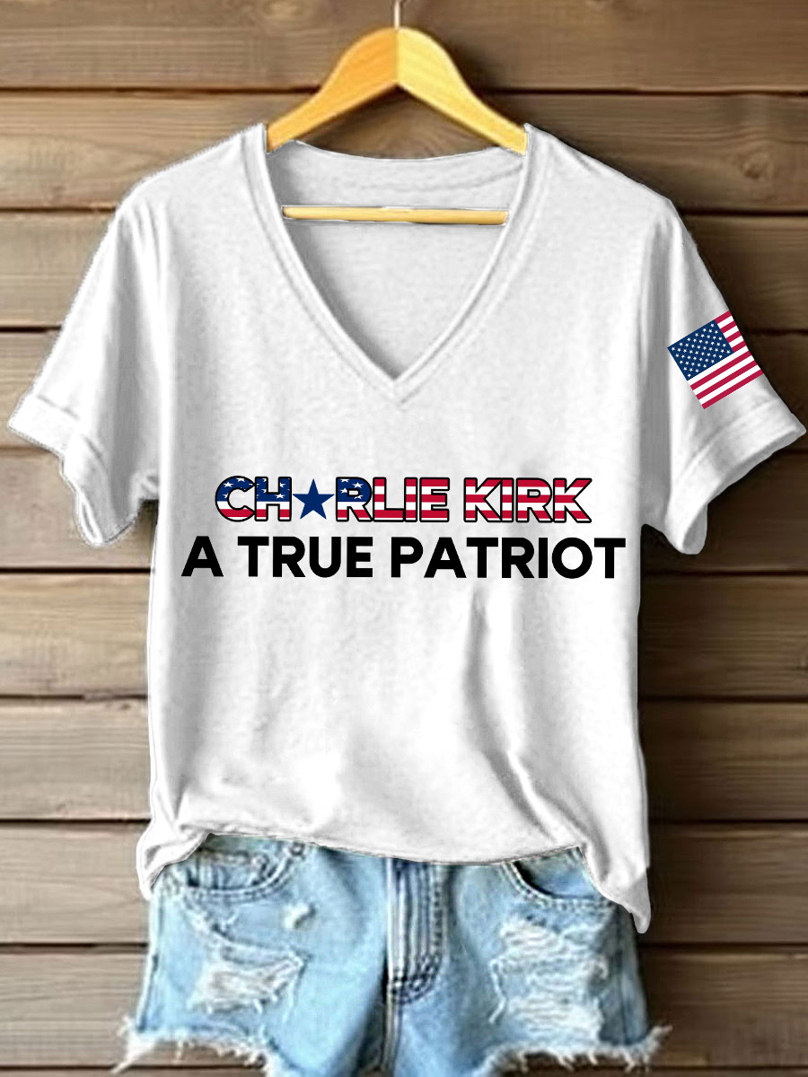 Charlie Kirk Freedom V-neck Shirt A True Patriot CK Unique Charlie Kirk ...