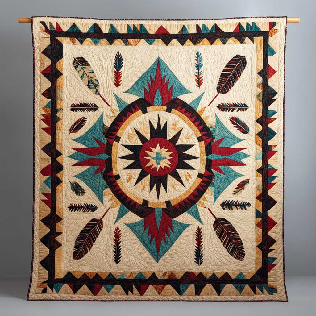 Feather Symbol Native American Quilt Blanket Native American Indian ...