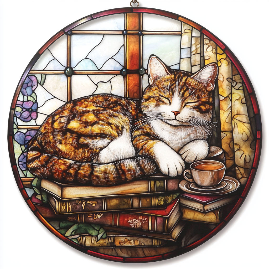 Cat Stained Glass Suncatcher Window Hanging Decorations Items Great Cat ...