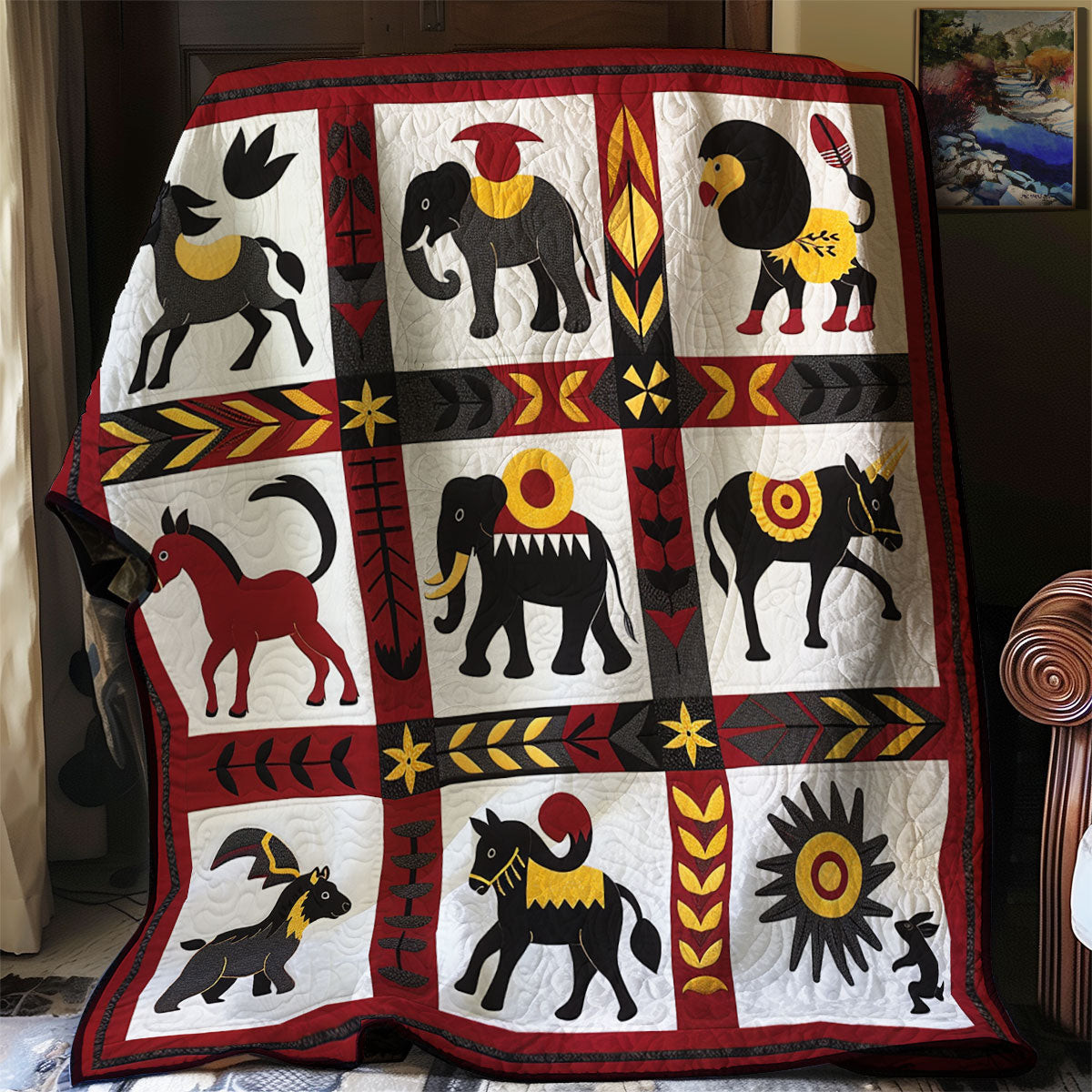 Native Animals Quilt Blanket Native American Gifts - PrideearthDesign