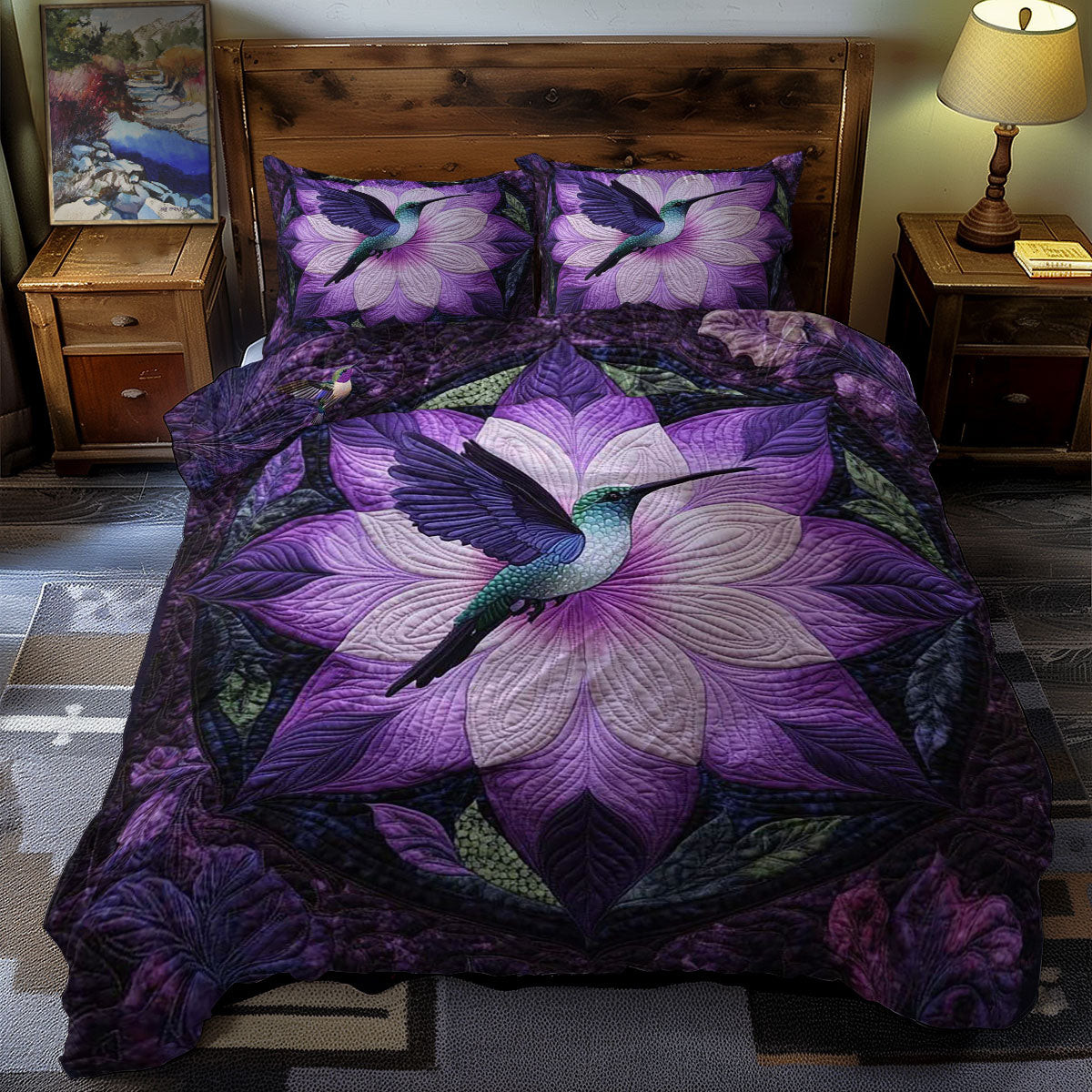 Hummingbird Garden Quilt Bedding Set Merry Christmas Duvet Cover Set ...