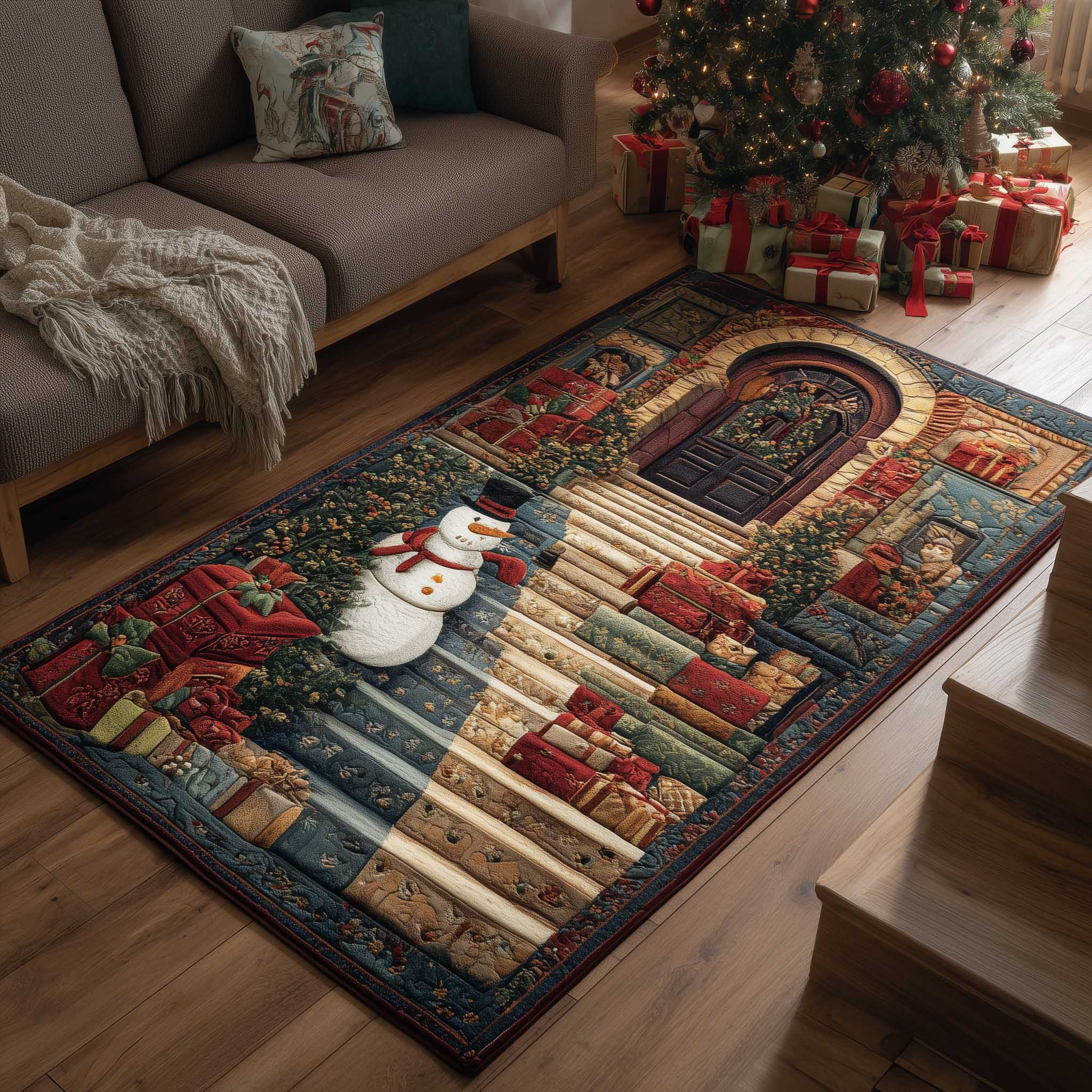 Holiday Workshop Quilted Area Rug Decor Family Best Gift For Grandma ...