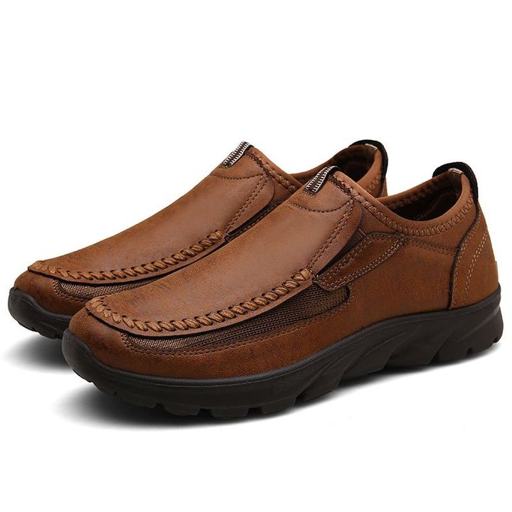Men's Hand-Made Round Head Leather Loafers