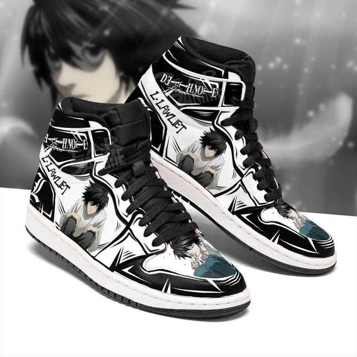 L Lawliet Custom Death Note Sneakers Anime Air Jordan Shoes Sport