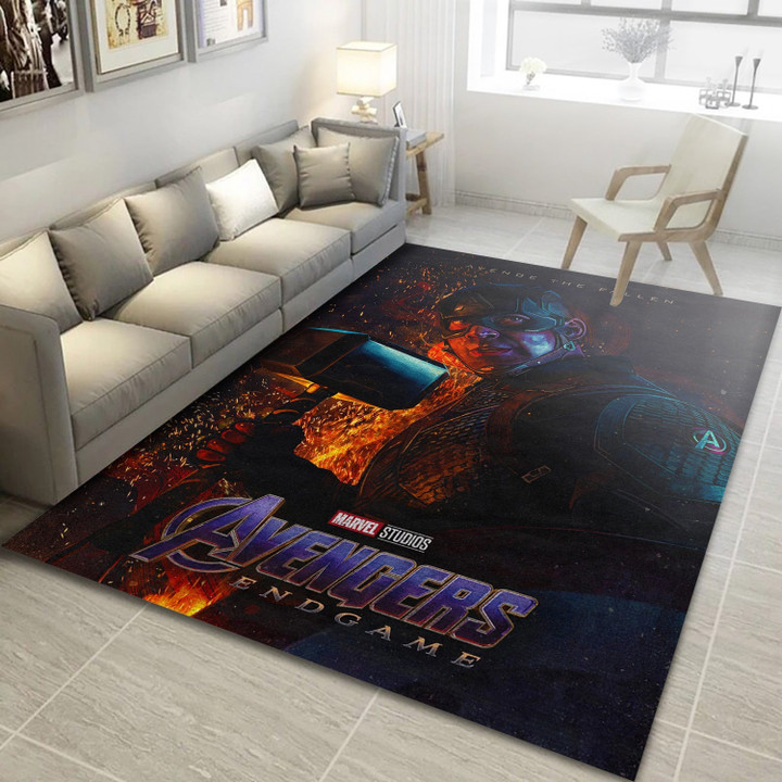 Avengers Endgame Captain America Rug, Living Room And Bedroom Rug - Home Decor Floor Decor - Indoor Outdoor Rugs