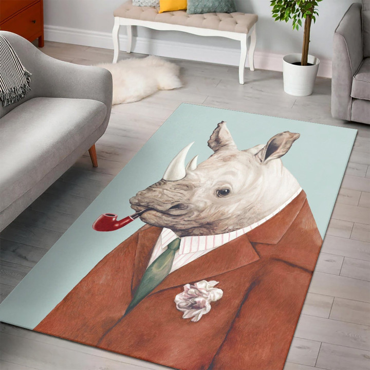 Rhinoceros Area Rug For Christmas Living room and Bedroom Rug Home Decor Floor Decor