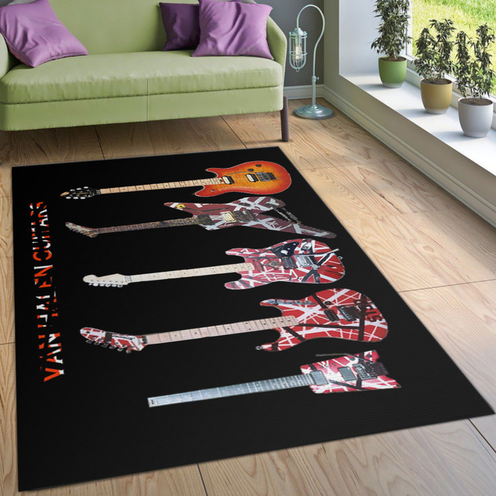 Van Halen Guitar Area Rug For Christmas Living Room Rug Family Gift US Decor
