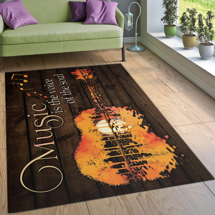 Music Is The Voice Of The Soul Guitar Living Room Rug Christmas Gift Floor Decor The US Decor