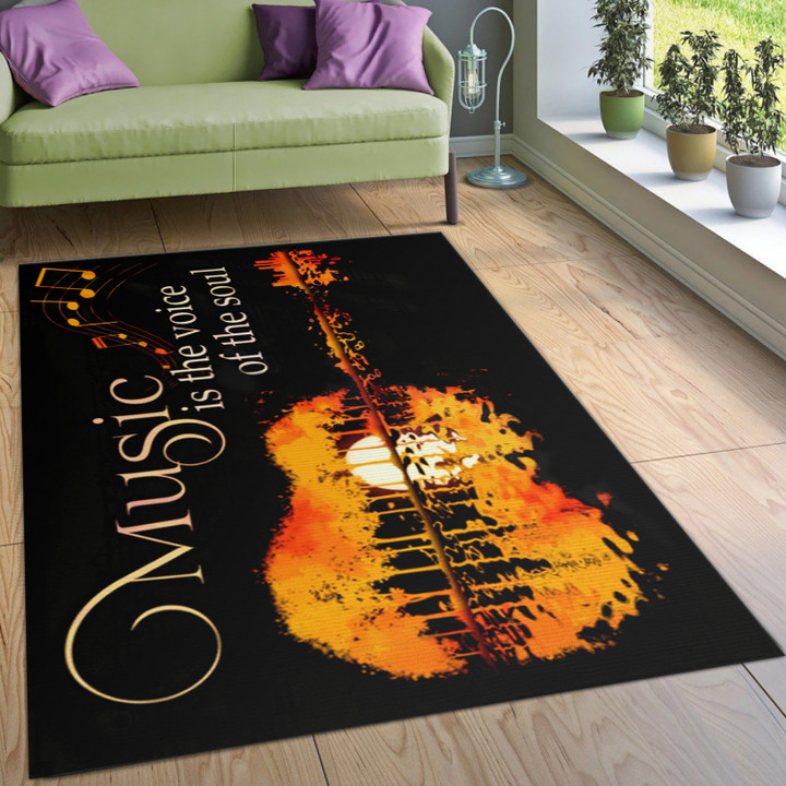 Music Is The Voice Of The Soul Guitar Rectangle Rug Dining Room Rugs