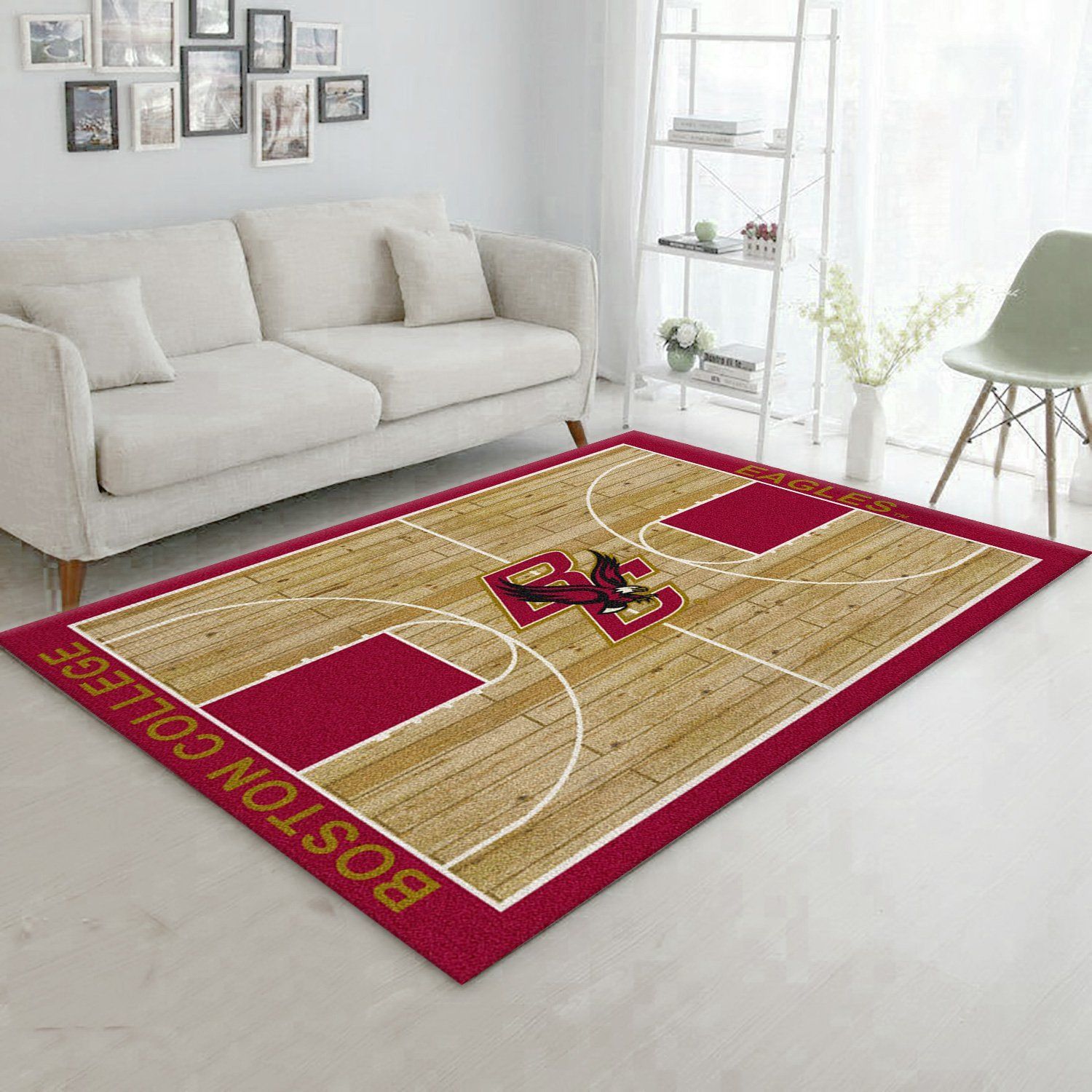 College Home Court Boston College Basketball Team Logo Area Rug, Bedroom Rug, Home US Decor - Indoor Outdoor Rugs 2
