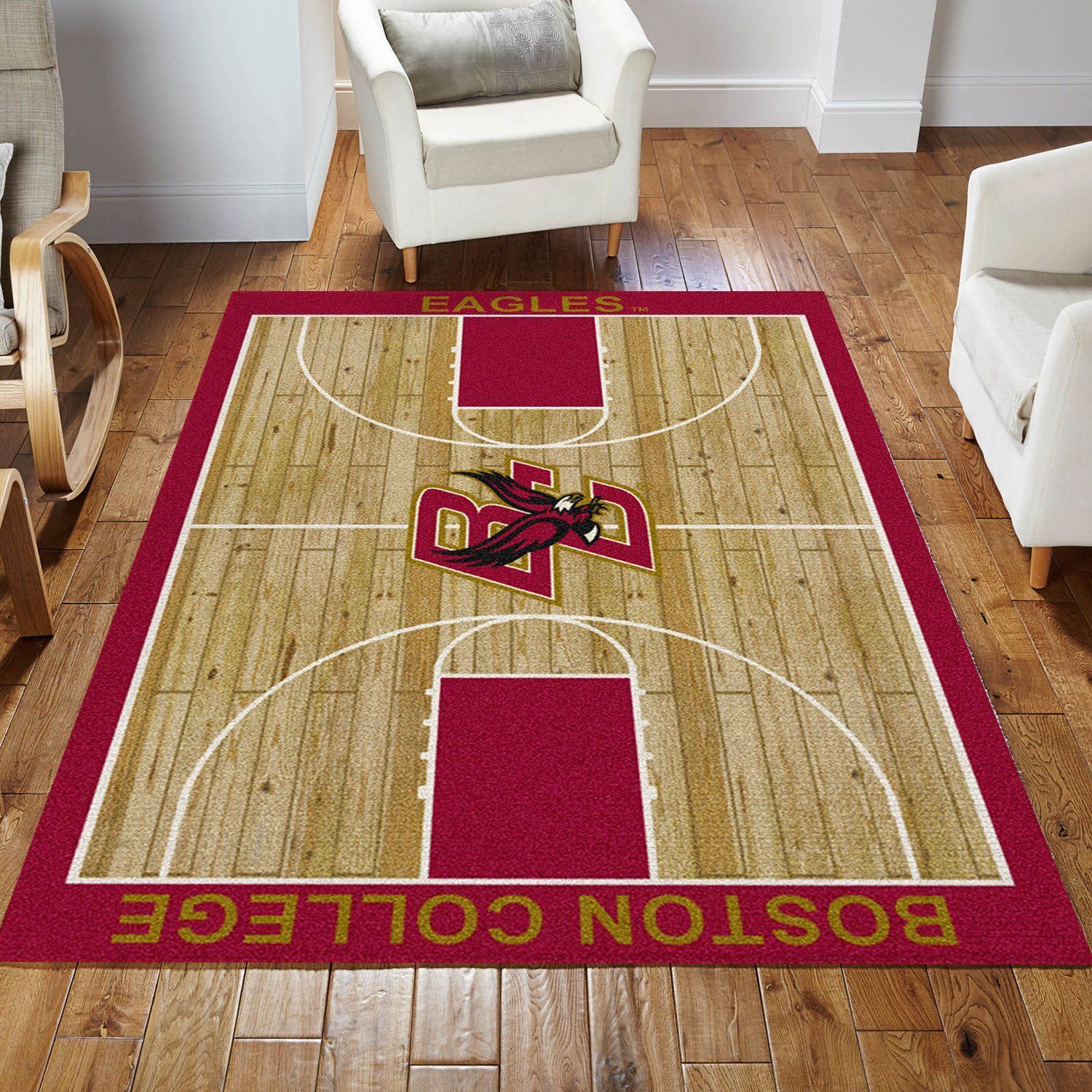 College Home Court Boston College Basketball Team Logo Area Rug, Bedroom Rug, Home US Decor - Indoor Outdoor Rugs 3