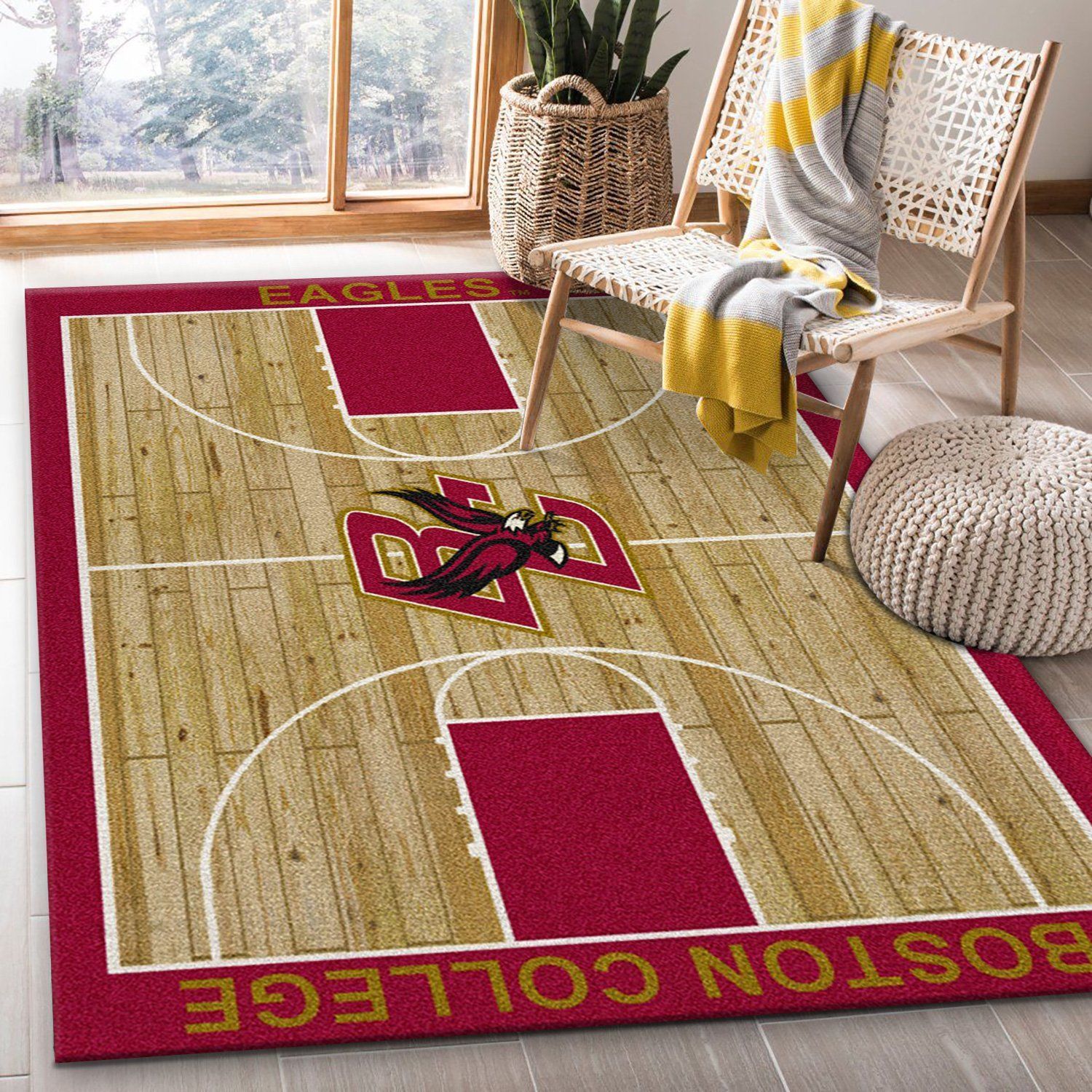 College Home Court Boston College Basketball Team Logo Area Rug, Bedroom Rug, Home US Decor - Indoor Outdoor Rugs 1