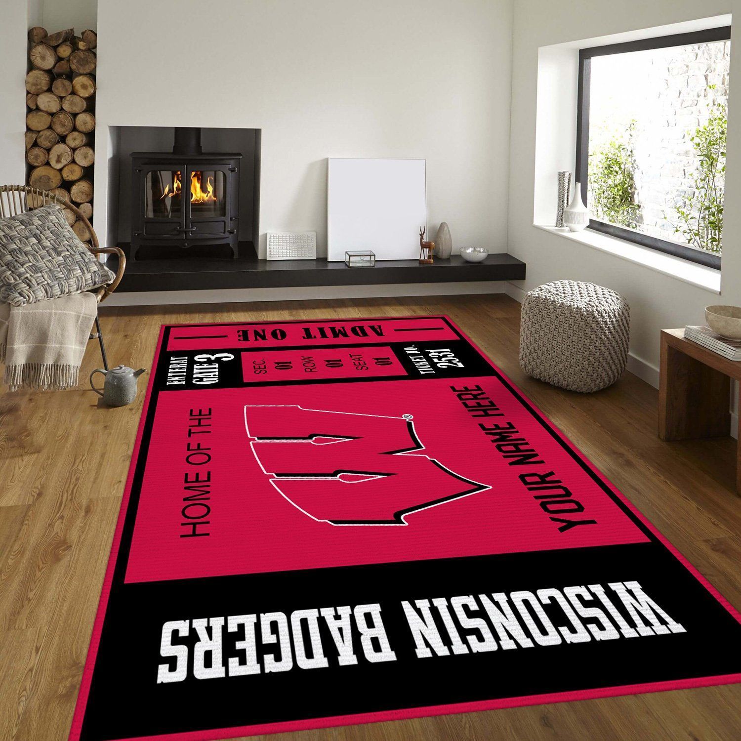 Wisconsin Badgers Ncaa Customizable Rug, Living Room Rug - Home Decor Floor Decor - Indoor Outdoor Rugs 1