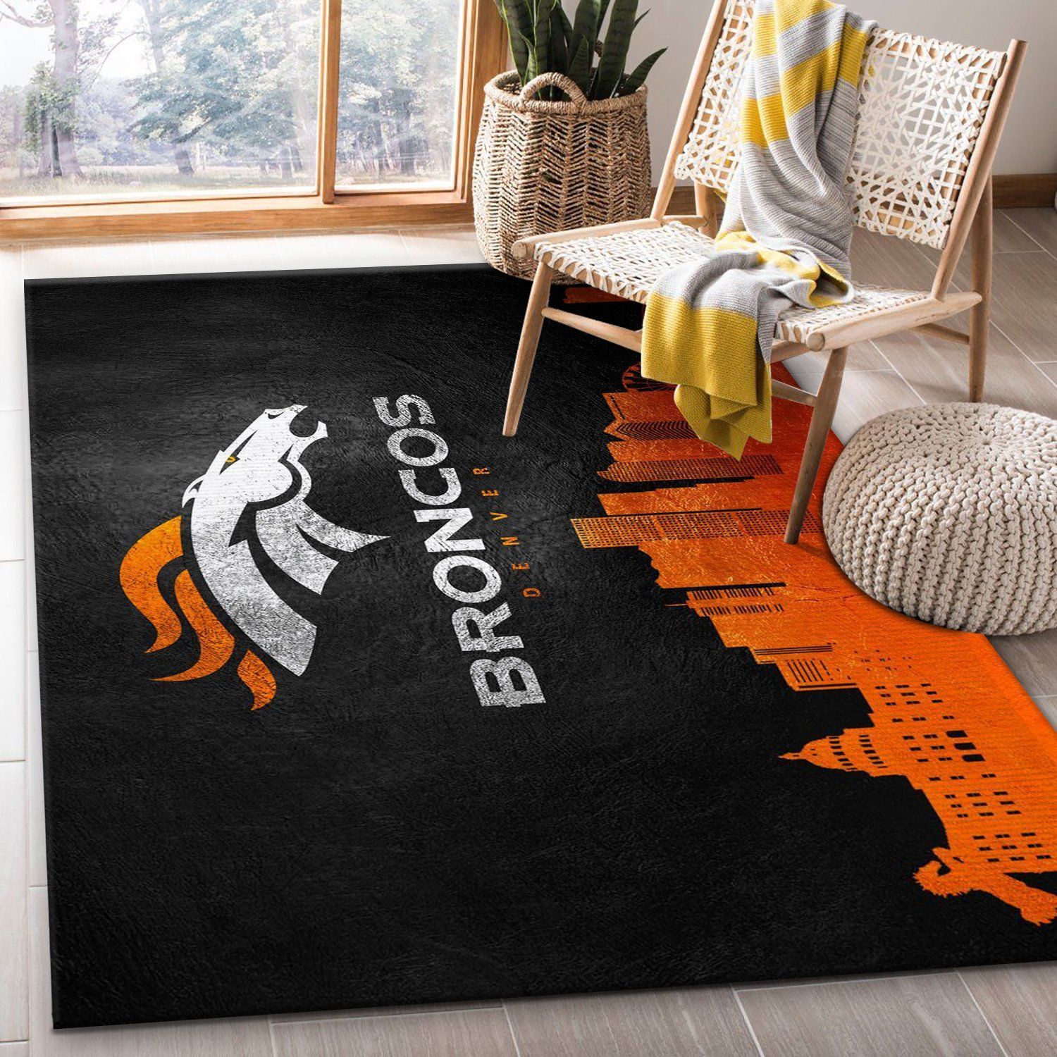 Denver Broncos Skyline NFL Area Rug Carpet, Living room and bedroom Rug, Home Decor Floor Decor - Indoor Outdoor Rugs 1