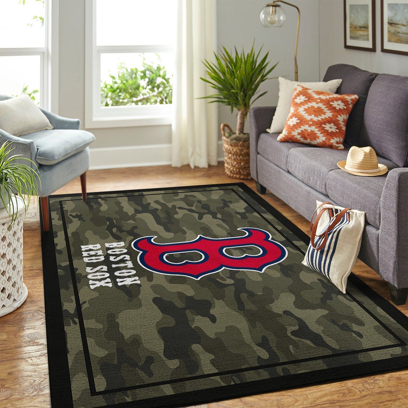 Boston Red Sox Mlb Team Logo Camo Style Nice Gift Home Decor Rectangle Area Rug - Indoor Outdoor Rugs 1