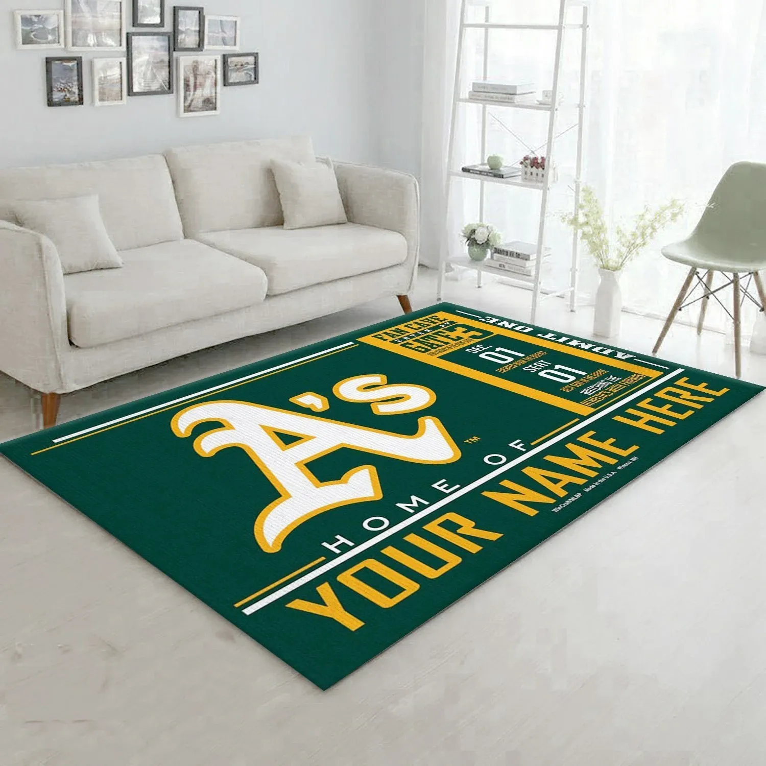 Customizable Oakland Athletics Wincraft Personalized MLB Area Rug, Kitchen Rug, Family Gift US Decor - Indoor Outdoor Rugs 2