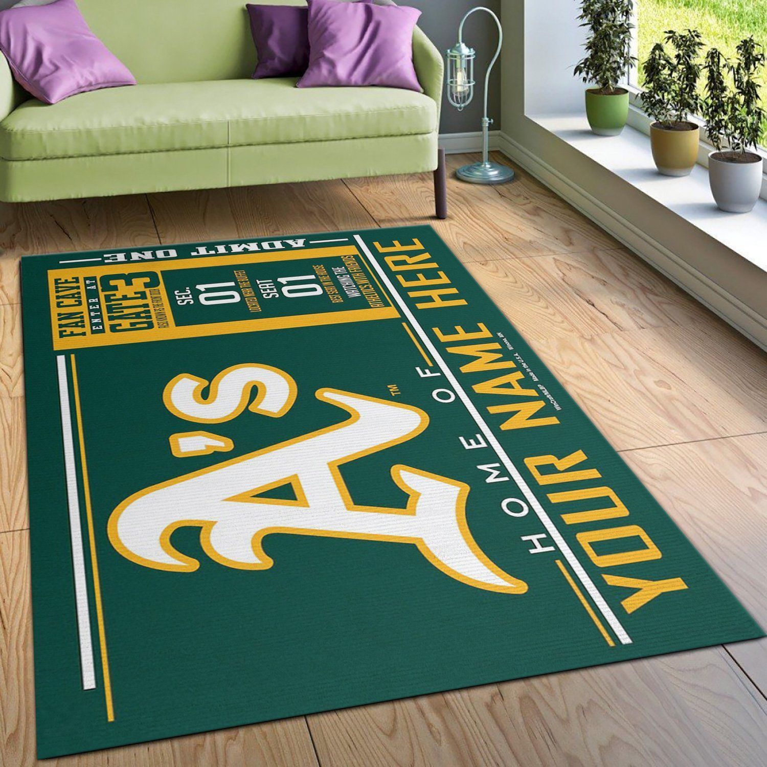 Customizable Oakland Athletics Wincraft Personalized MLB Area Rug, Kitchen Rug, Family Gift US Decor - Indoor Outdoor Rugs 3