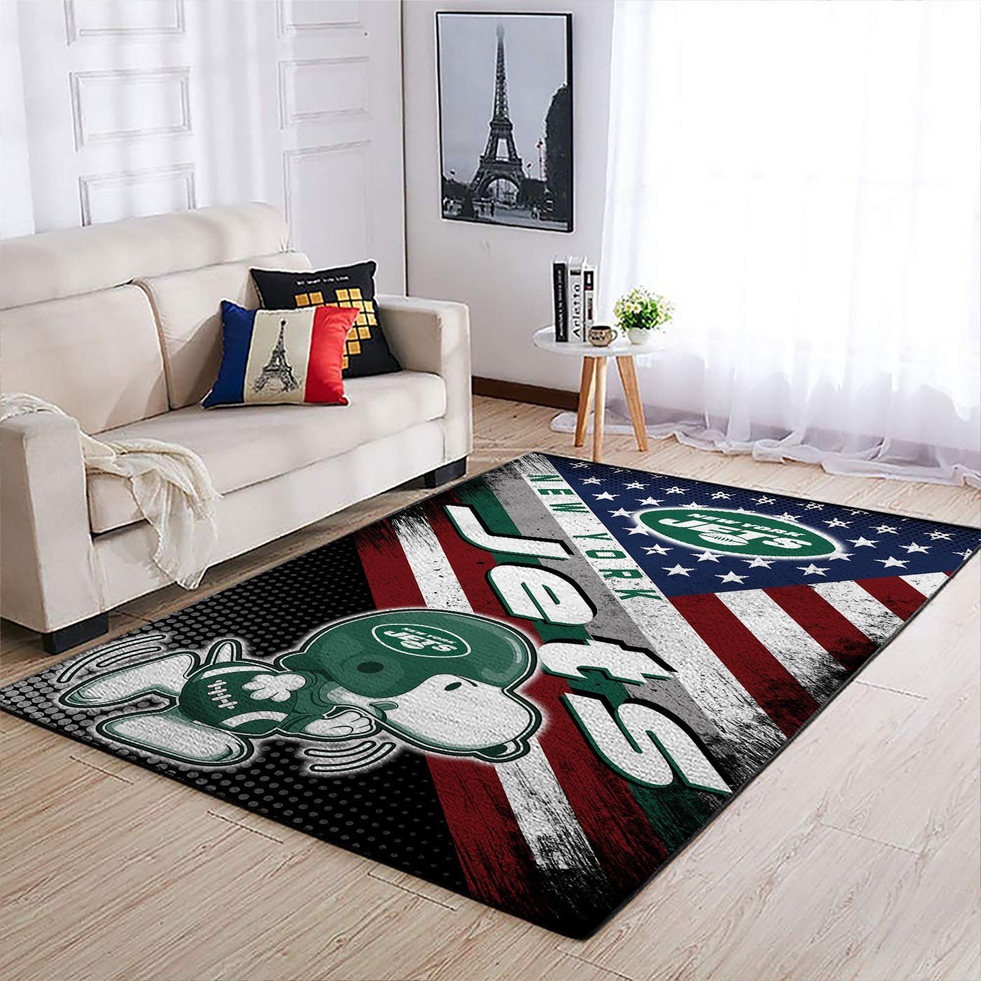 New York Jets Nfl Team Logo Snoopy Us Style Nice Gift Home Decor Rectangle Area Rug - Indoor Outdoor Rugs 2