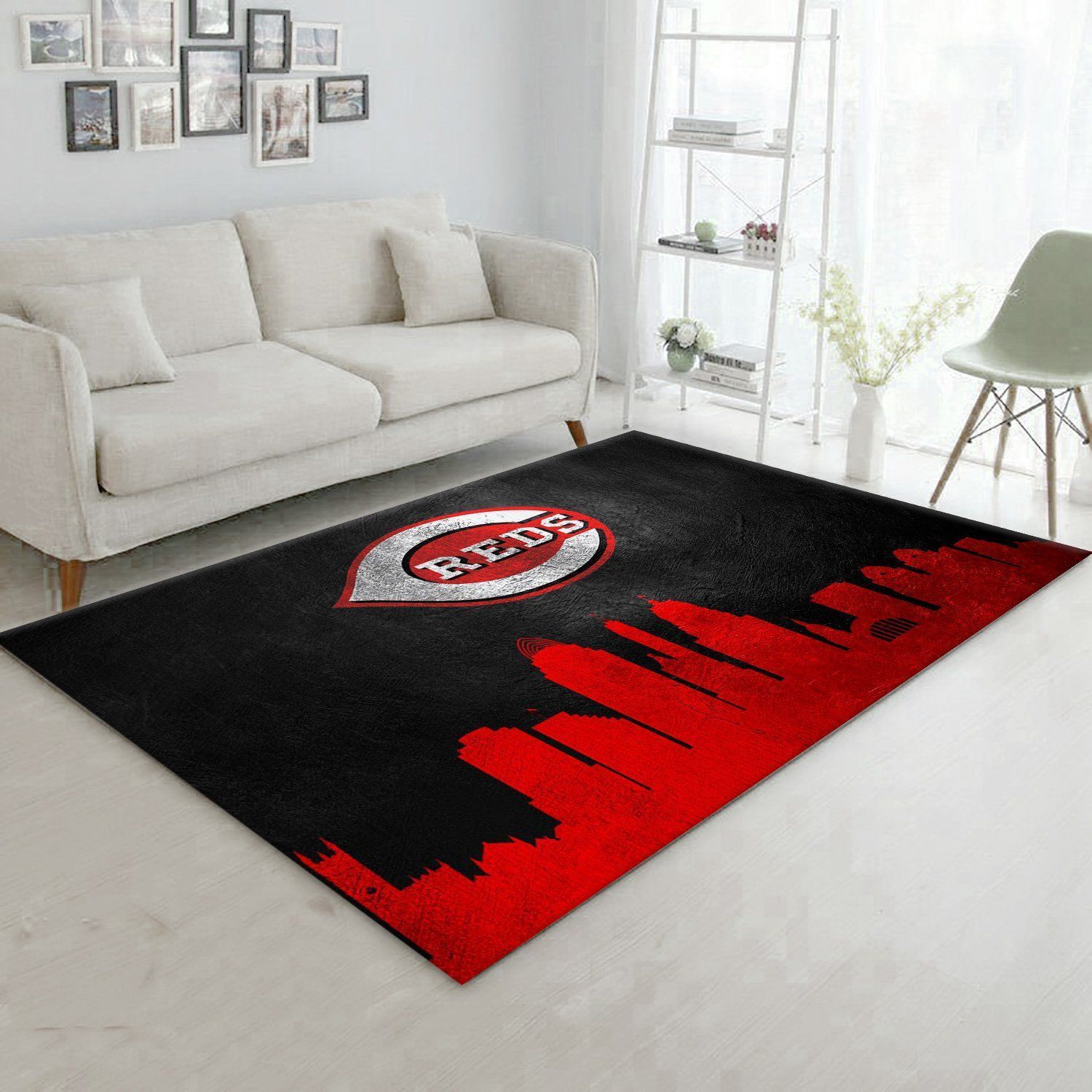 Cincinnati Reds Skyline MLB Team Area Rug, Bedroom, Family Gift US Decor - Indoor Outdoor Rugs 2